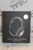 2 Boxed E5 Active Noise Cancelling Wireless Headphones Combined RRP £100