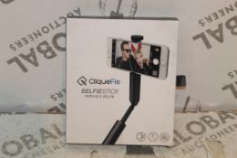 2 Cliquefy Selfie Sticks in Grey Combined RRP £70