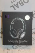 2 Boxed E5 Active Noise Cancelling Wireless Headphones Combined RRP £100