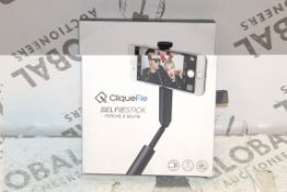 2 Cliquefy Selfie Sticks in Grey Combined RRP £70