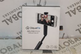 2 Cliquefy Selfie Sticks in Grey Combined RRP £70