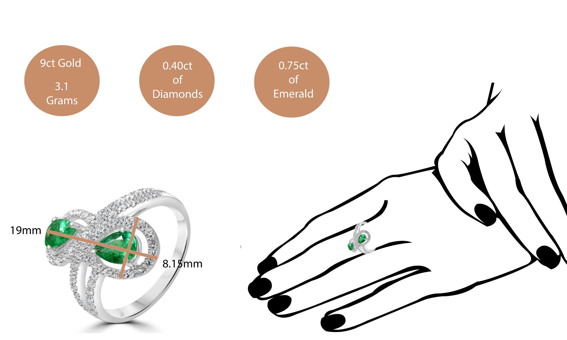 Two stone Emerald and Diamond ring - Image 4 of 4