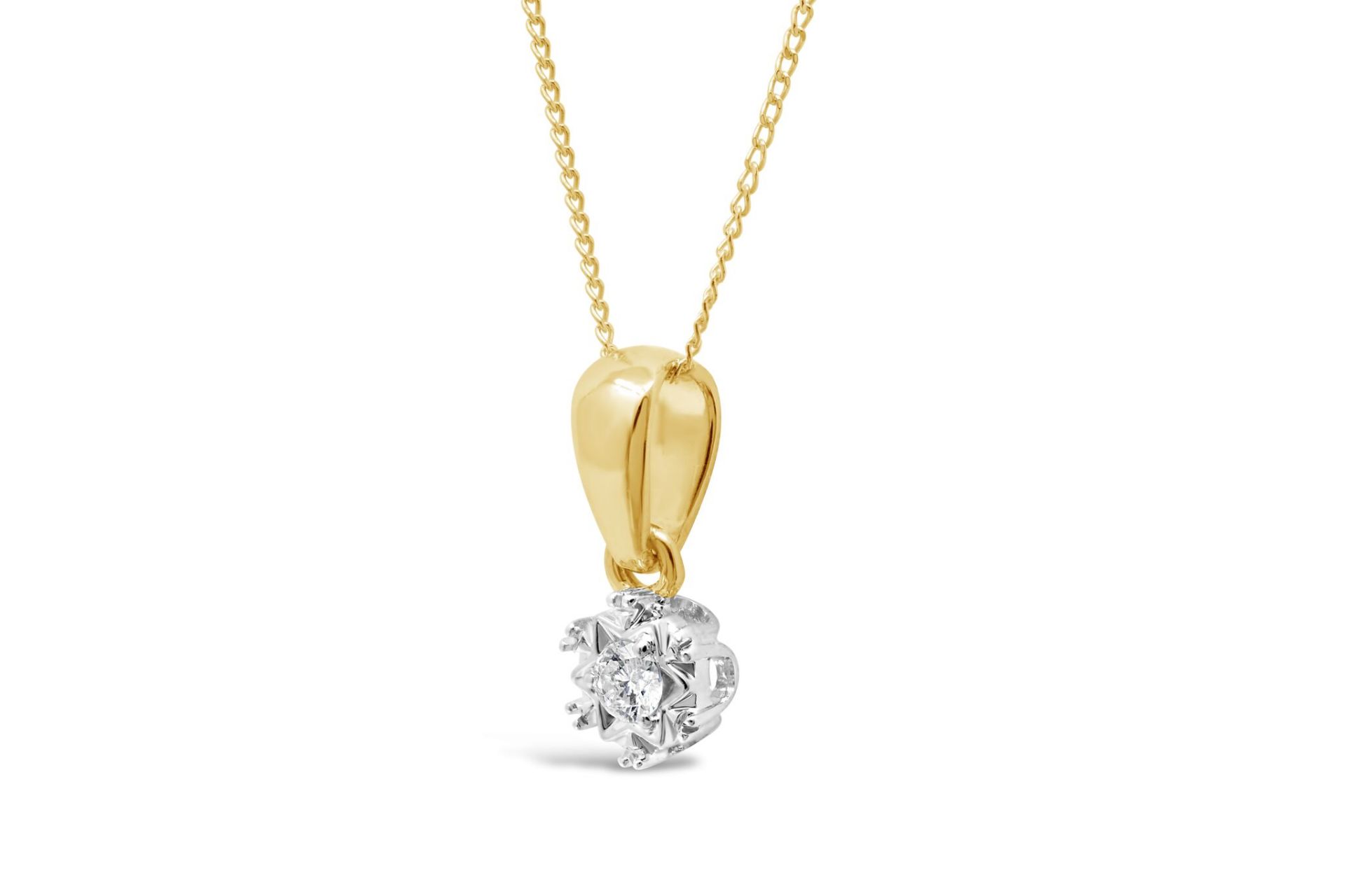 Diamond necklace with detailed setting and a bright diamond - Image 3 of 4