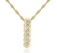 6 Stone Diamond Drop Necklace 0.31ct Bezel Set in 14K Yellow Gold