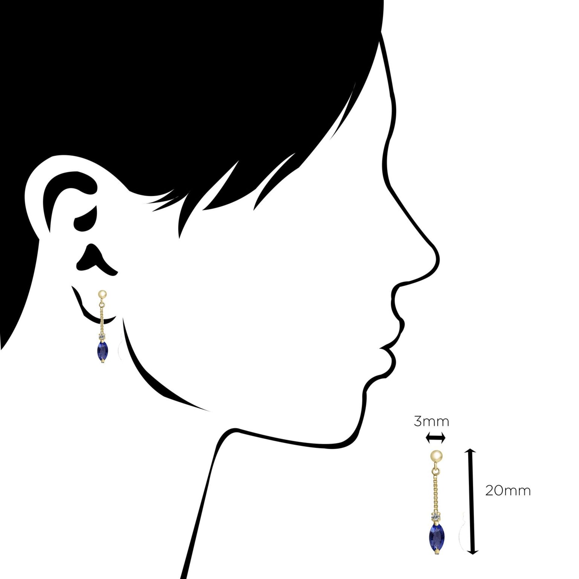 Tanzanite (0.50) and Diamond drop earrings in 18ct Yellow Gold - Image 3 of 3