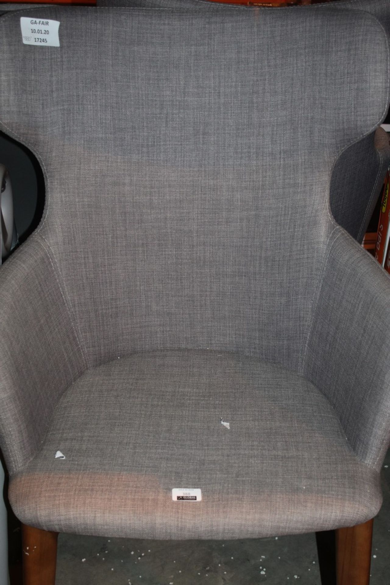 Grey Fabric Walnut Leg Designer Chair RRP £440 (17245) (Appraisals Available Upon Request)