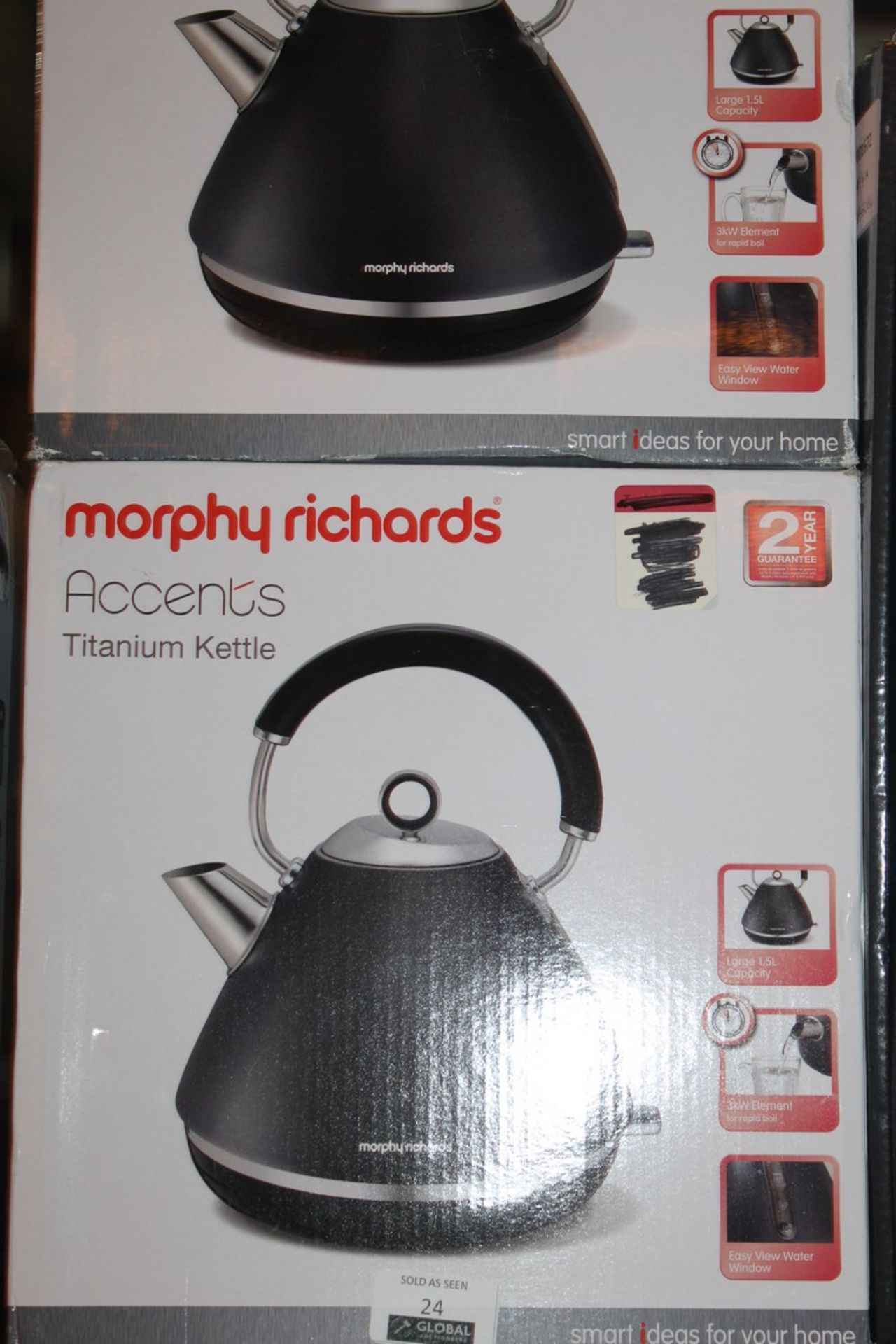 Lot To Contain 2 Morphy Richards Accents 1.5L Titanium Cordless Jug Kettles Combined RRP £100 (