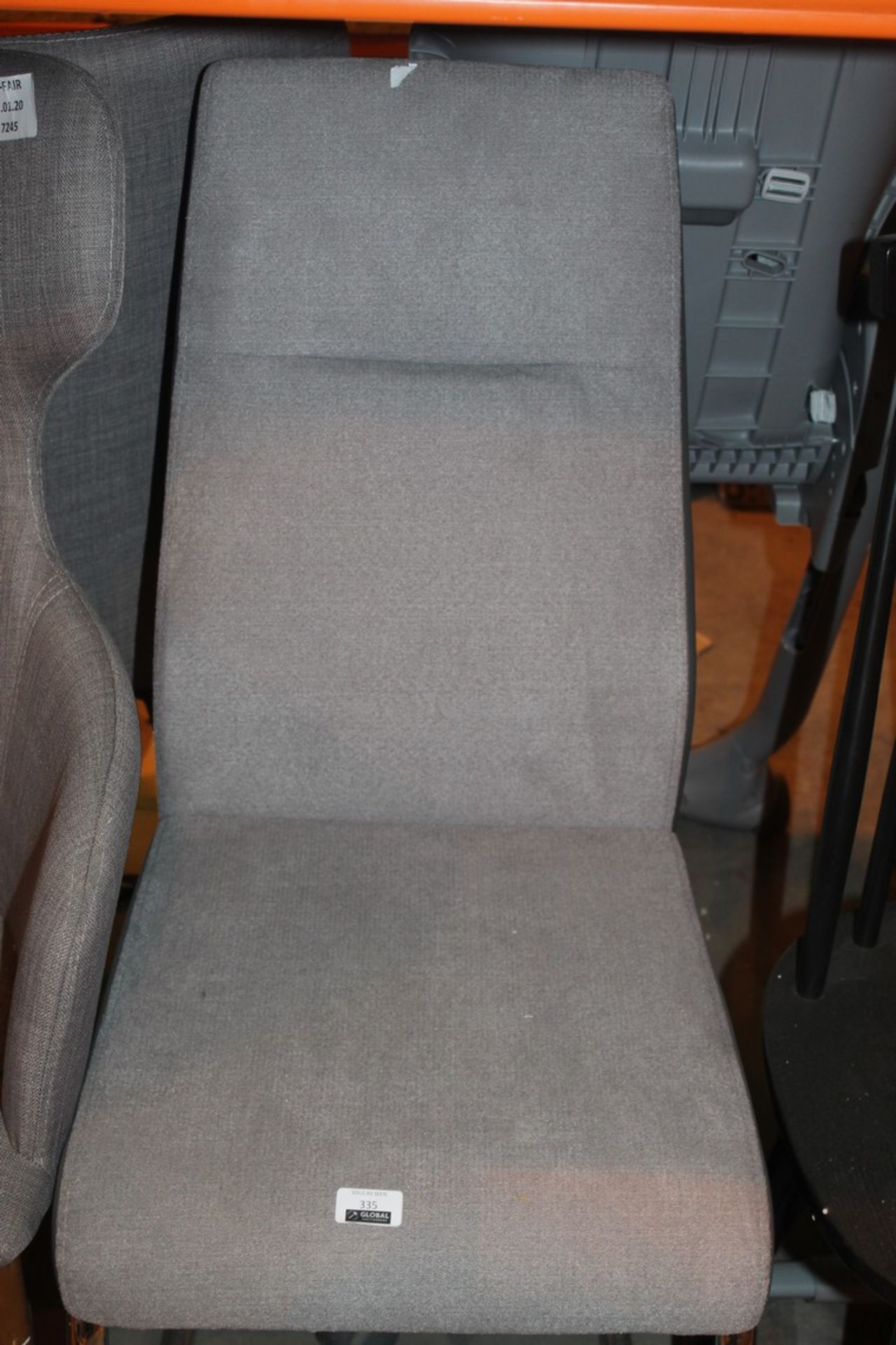 Grey Fabric And Chrome Leg Designer Dining Chair RRP £100 (Appraisals Available Upon Request)