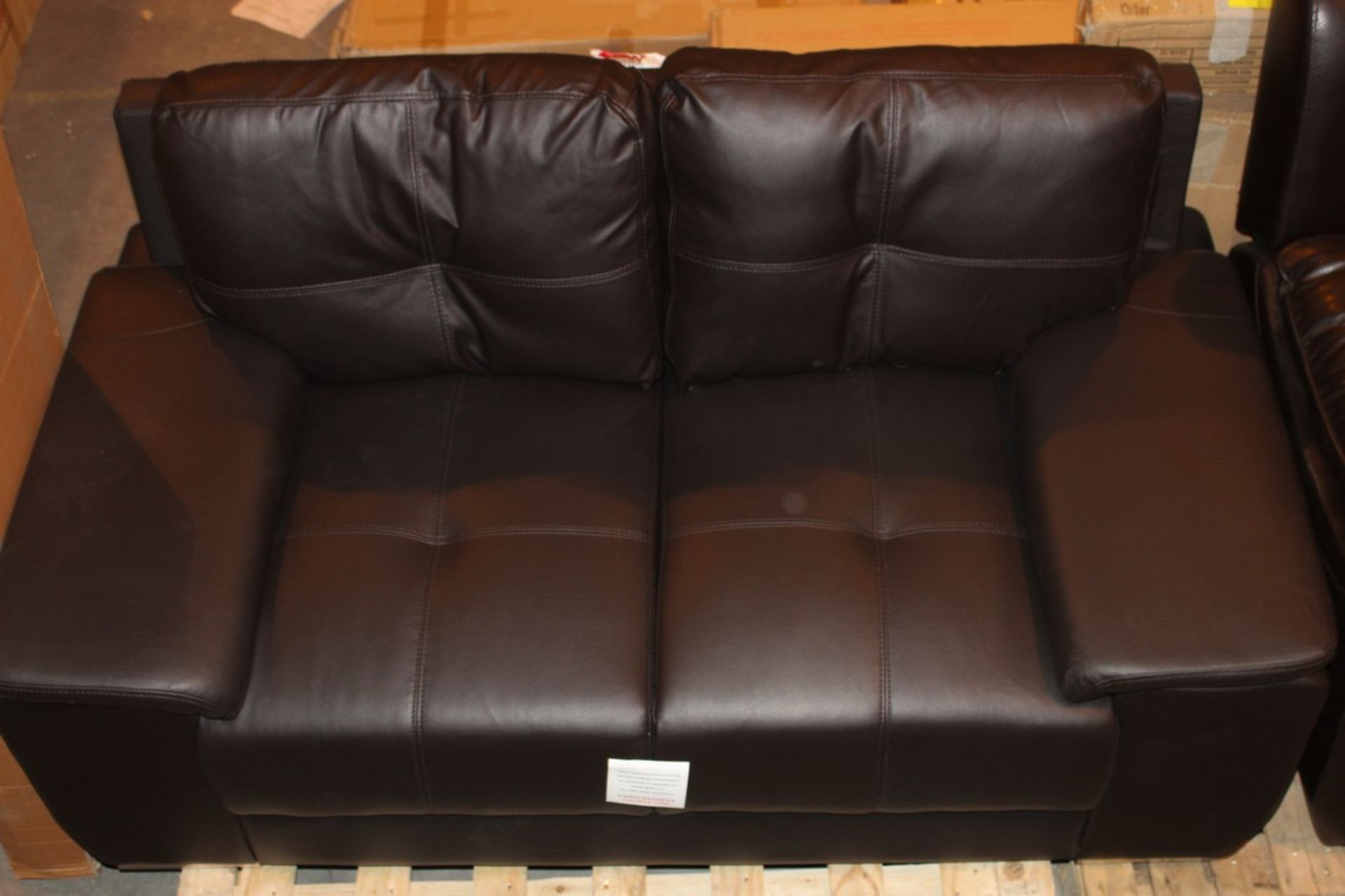 Boxed Espresso 2 Seater Leather Sofa RRP £700 Appraisals Available Upon Request)