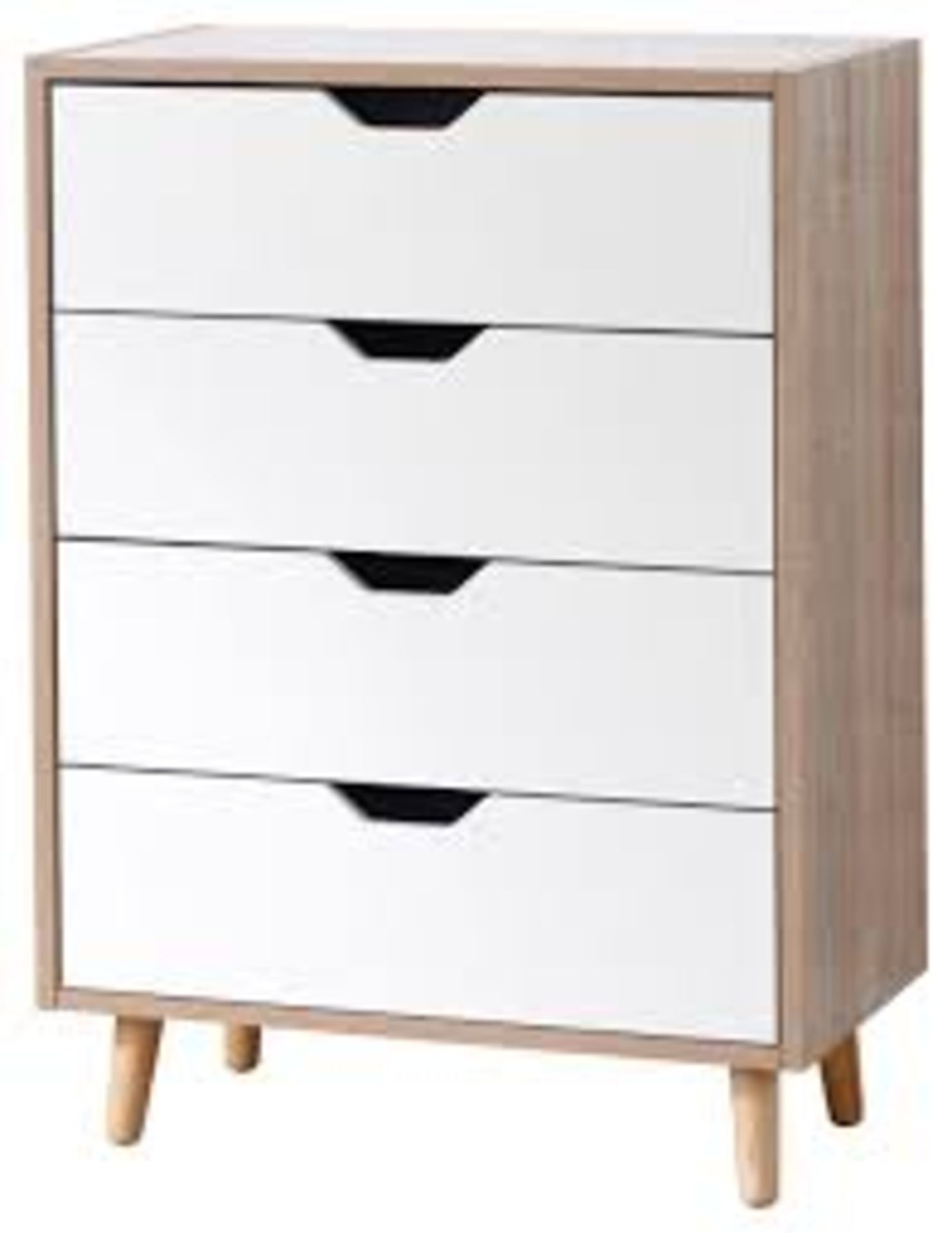 Boxed Stockholm White & Oak 4 Drawer Chest Drawers RRP £130 (18502) Appraisals Available Upon