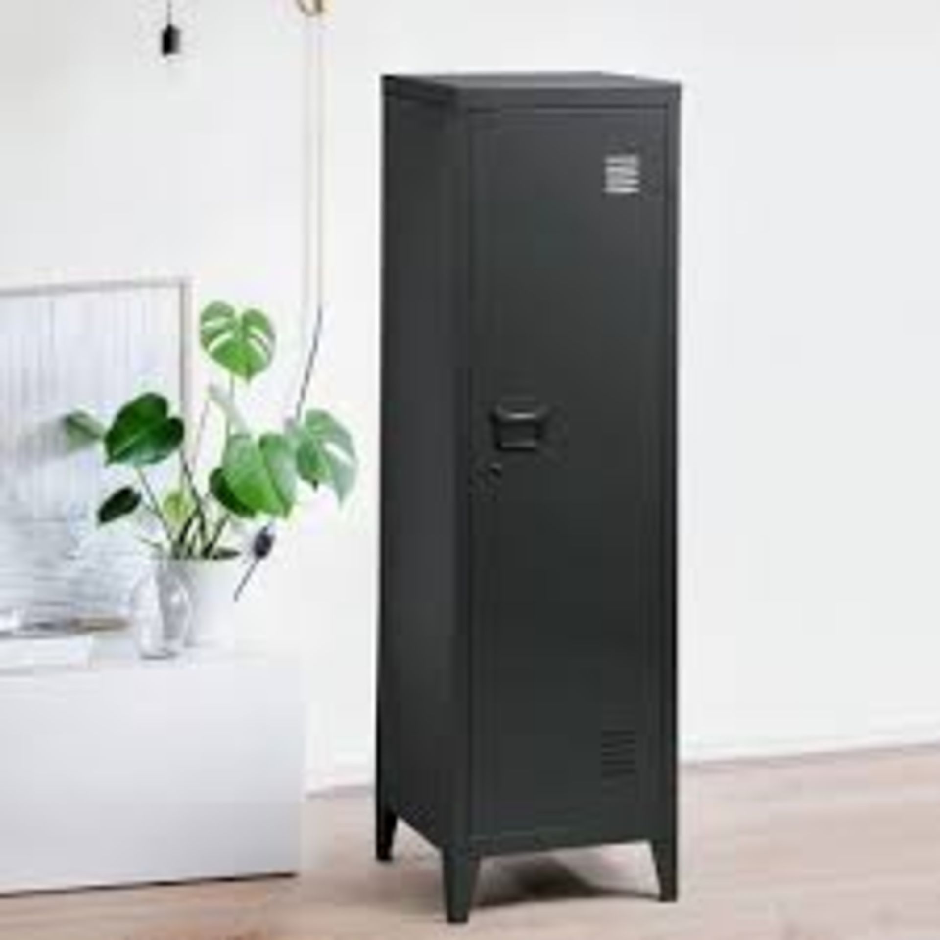 Boxed Advo Black Metal Locker RRP £85 (18494) Appraisals Available Upon Request)