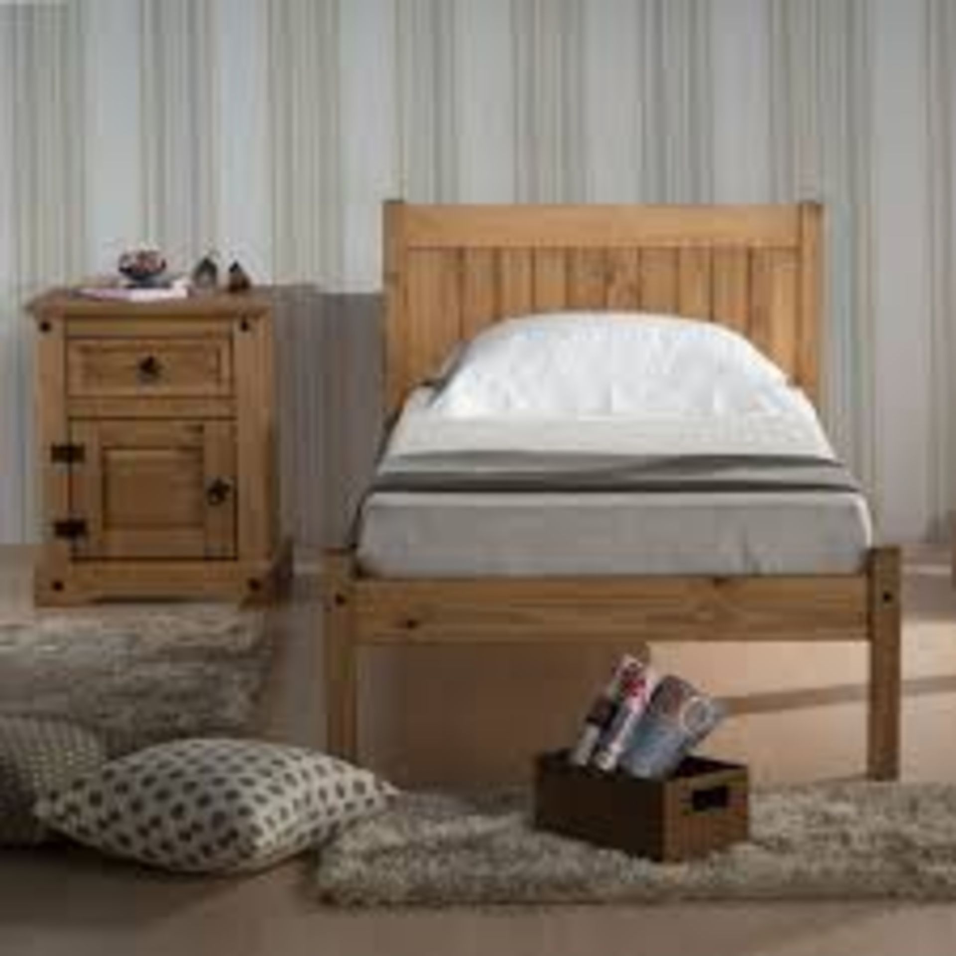 Boxed 90 x 190 cm Oak Single Bed Stead RRP £200 Appraisals Available Upon Request)