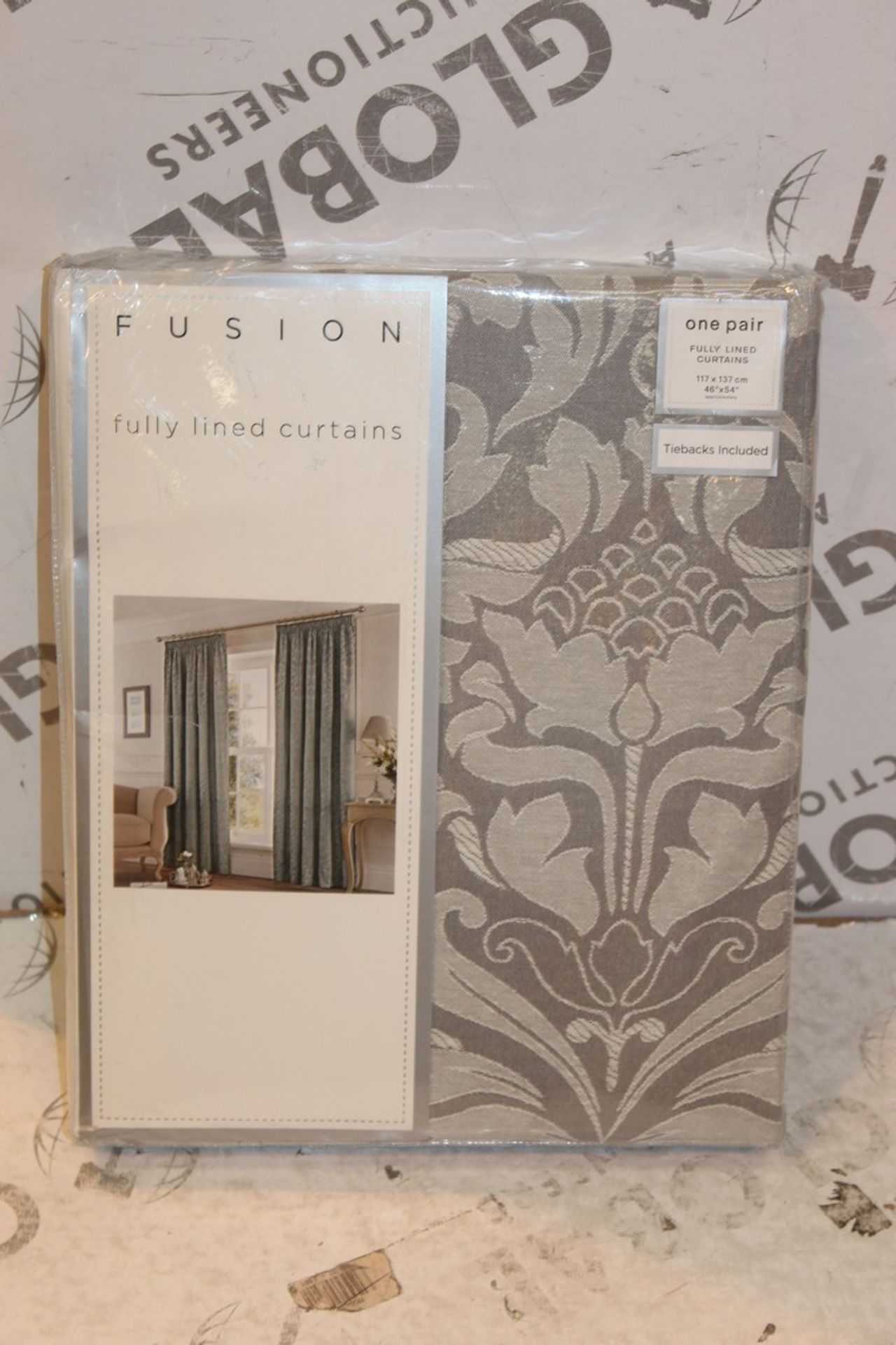 Bagged Pair Of Fushion Eastbourne Silver Lined Pencil Pleat Headed Curtains RRP £35 (18967) (