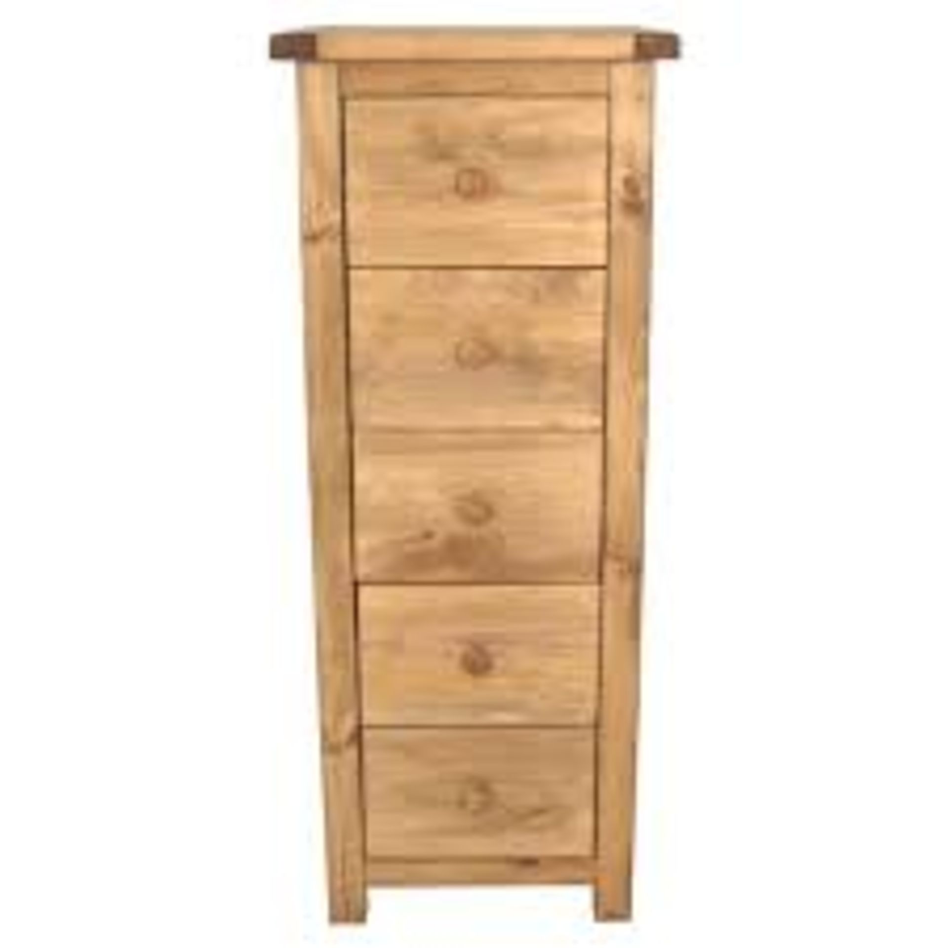 Boxed 5 Drawer Antique Wax Narrow Tall Chest Drawers RRP £160 (17905) (PICTURES ARE FOR ILLUSTRATION