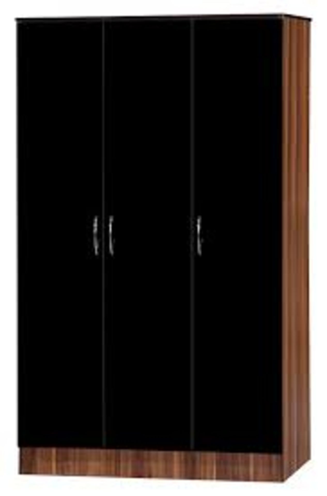 Boxed Black & Walnutt 3 Door Alpha Triple Wardrobe RRP £180 (17905) (PICTURES ARE FOR ILLUSTRATION