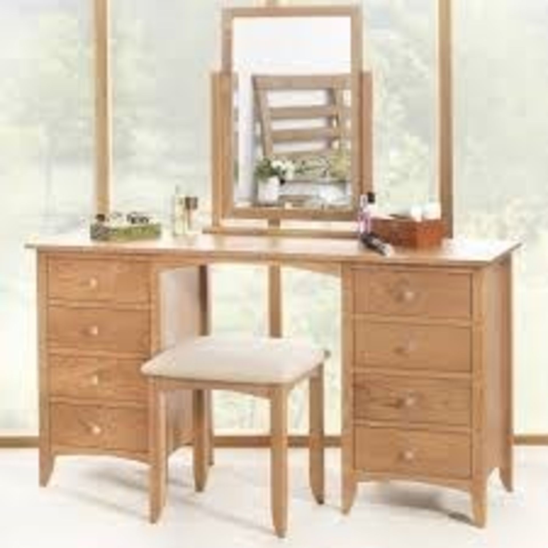 Boxed 8 Drawer Antique Pine Wooden Double Dressing Table RRP £400 Appraisals Available Upon Request)