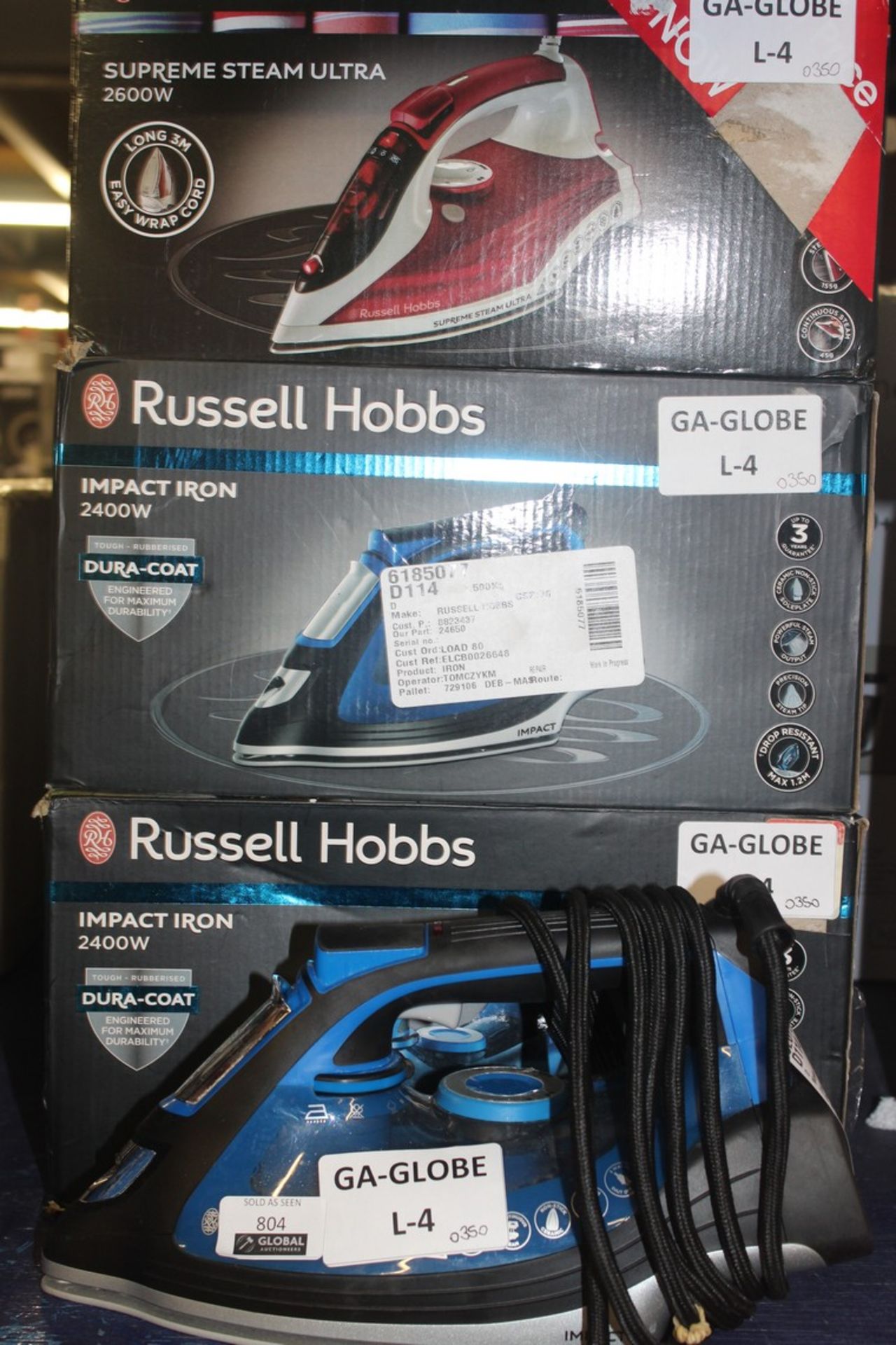 Assorted Boxed And Unboxed Russell Hobbs Impact Ir