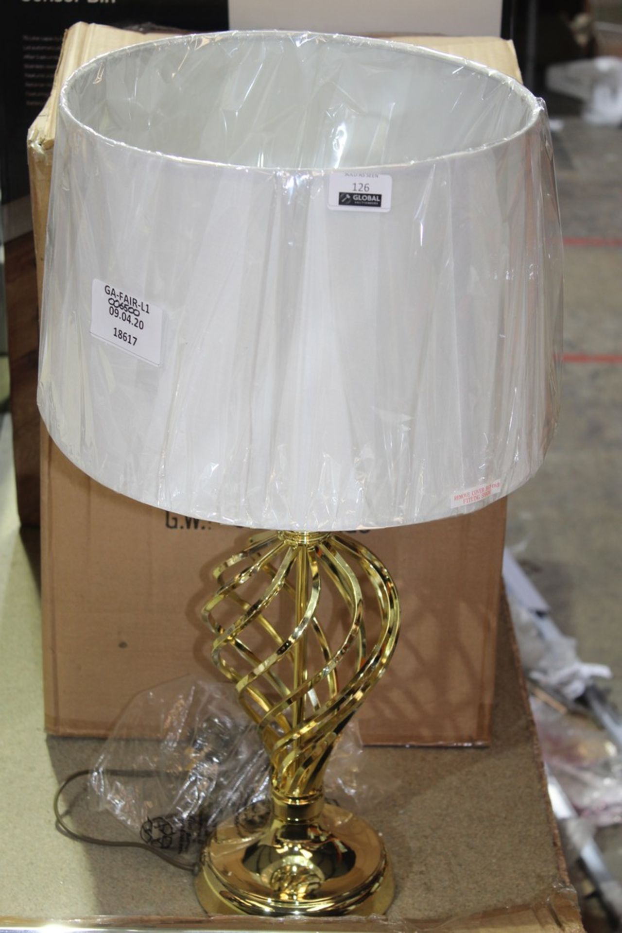 Gold Twist Metal Base Fabric Shade Table Lamp RRP
