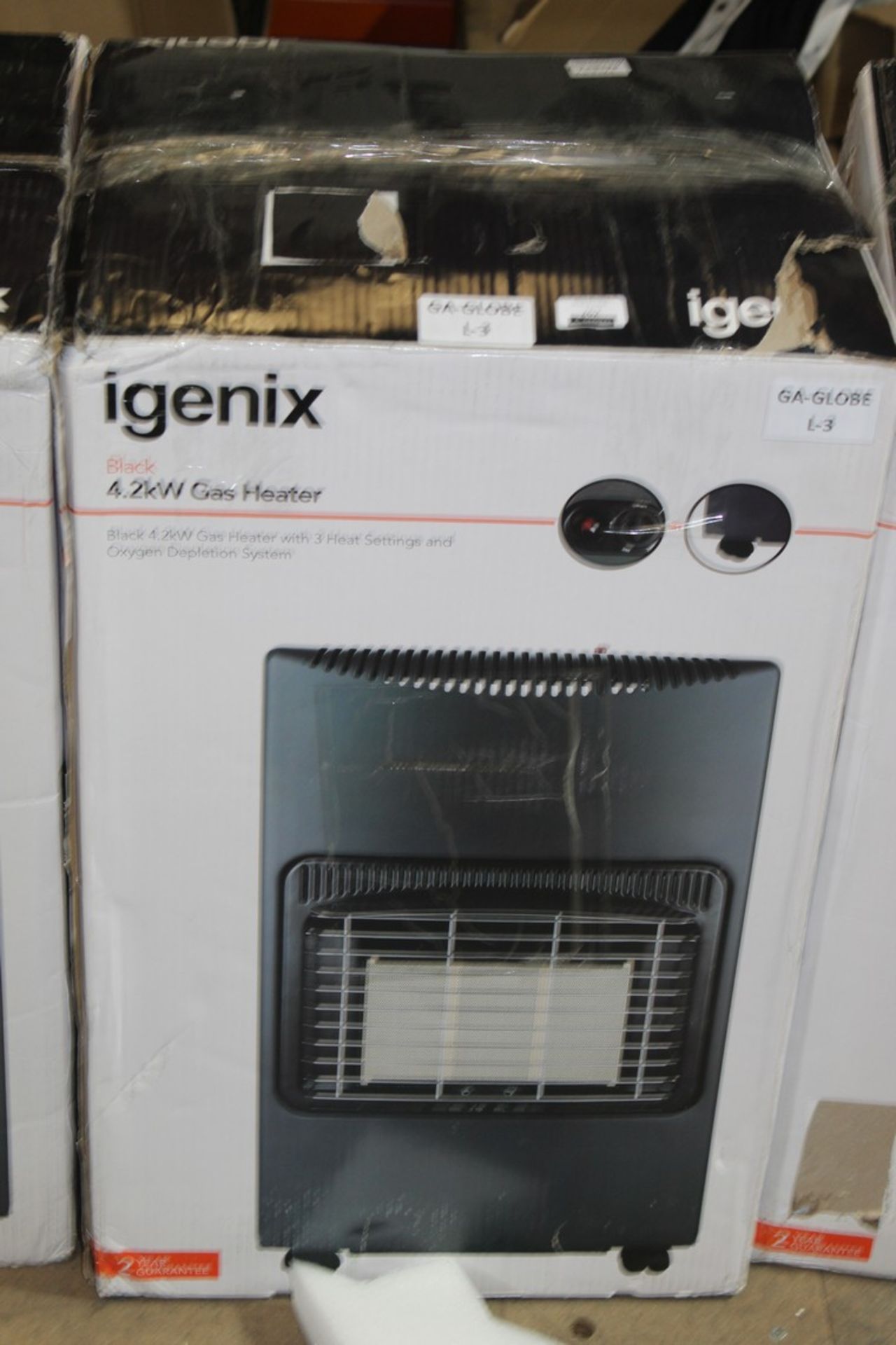 Boxed Igenix Black 4.2 KW Gas Heater With Triple H