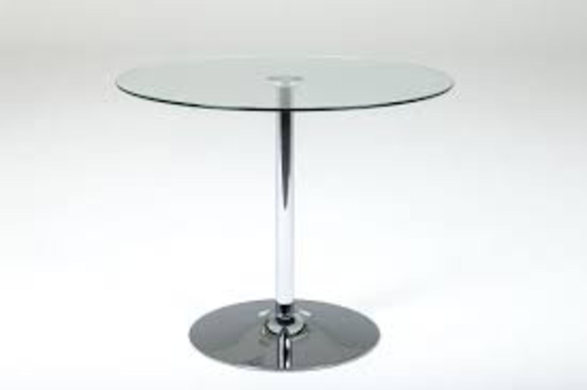 Boxed Lion Furnishings Veroma Round Chrome Base Clear Glass Top Dining Table RRP £130 (18428) (