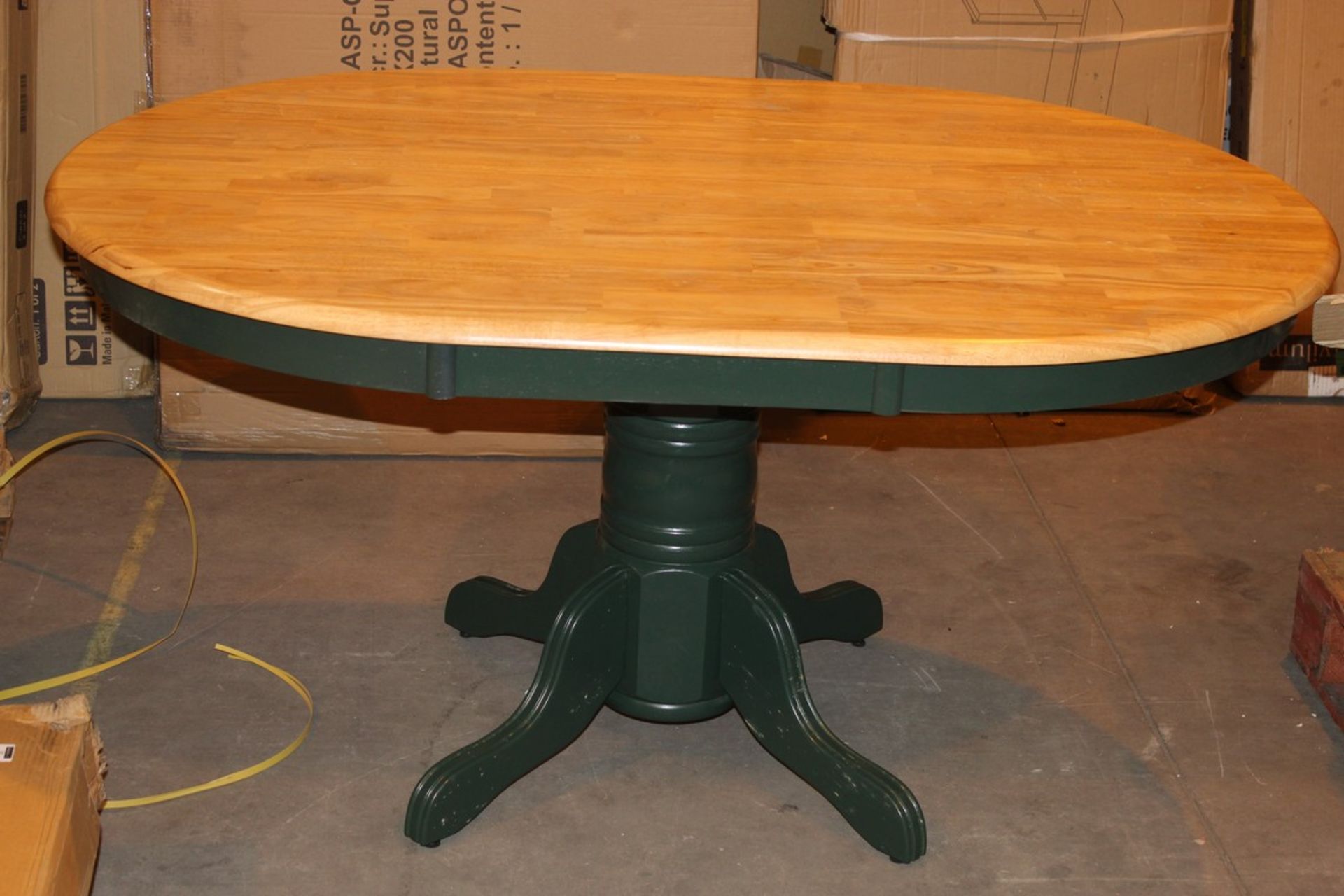 Natural & Green Oval Pedestal Leg Designer Dining Table RRP £300 (Appraisals Available Upon Request)