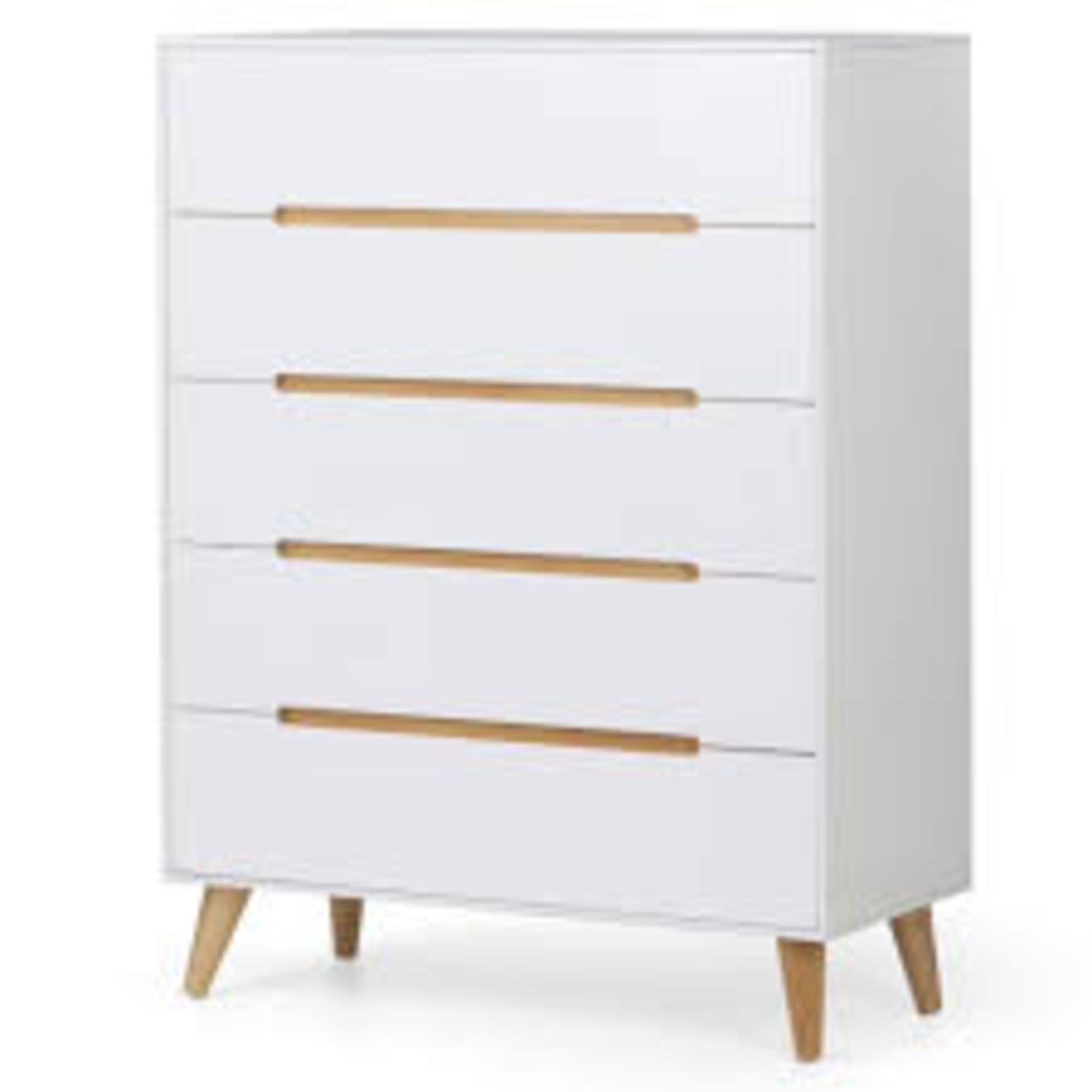 Boxed Matt White 5 Drawer Chest Of Drawers RRP £230 (Untested Customer Returns)(Photos are for