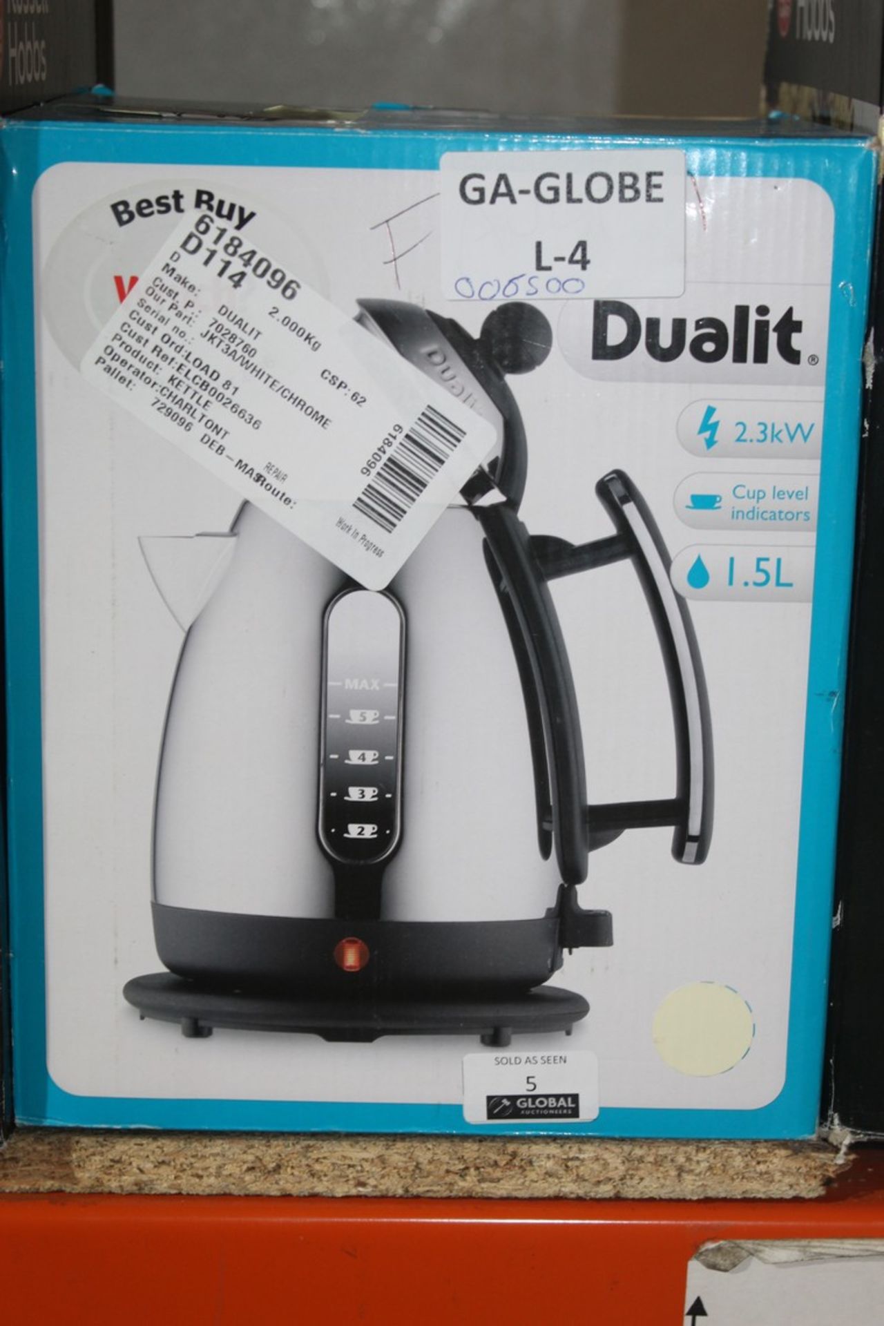 Boxed Dualit 2.3 KW 1.5 Litre Cordless Jug Kettle