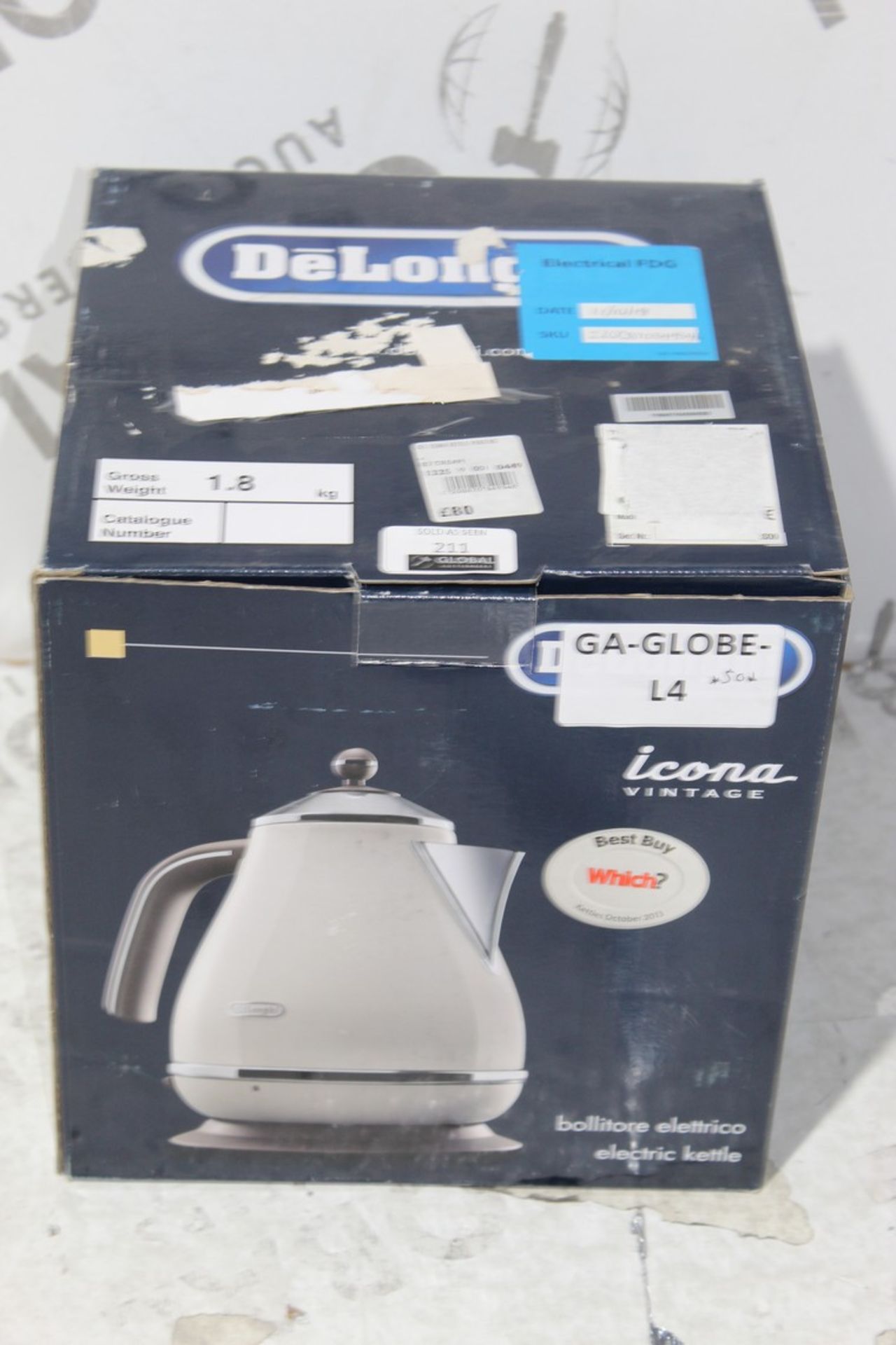 Boxed Delonghi Icona 1.5 Litre Rapid Boil Cordless