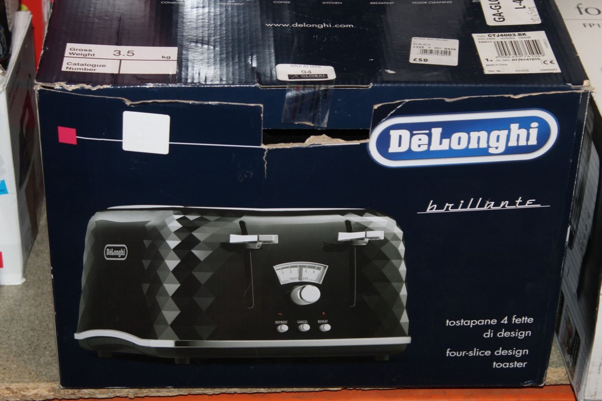Boxed Delonghi Brillianty 4 Slice Toaster RRP £45