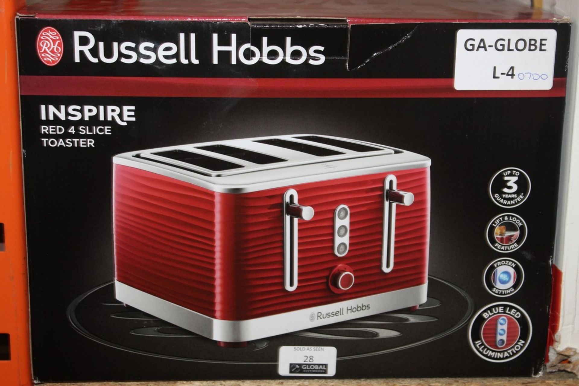 Boxed Russell Hobbs Inspire Red 4 Slice Toaster RR