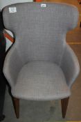 Grey Fabric Light Wooden Leg Designer Dining Chair