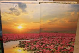 Triptic Sunset Along The Lazy River Canvas Wall Ar