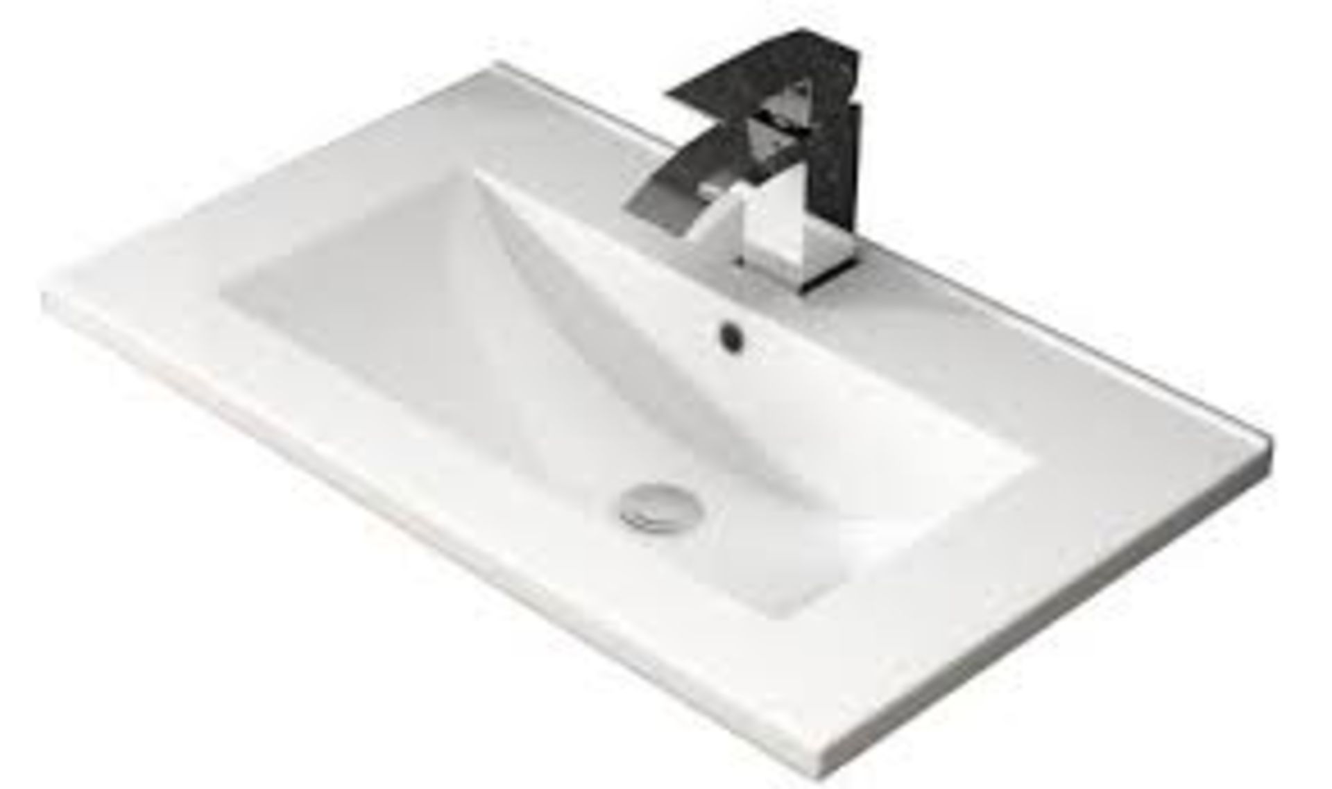 Boxed Ceramic White Basin Sink Unit RRP £170 (Pict