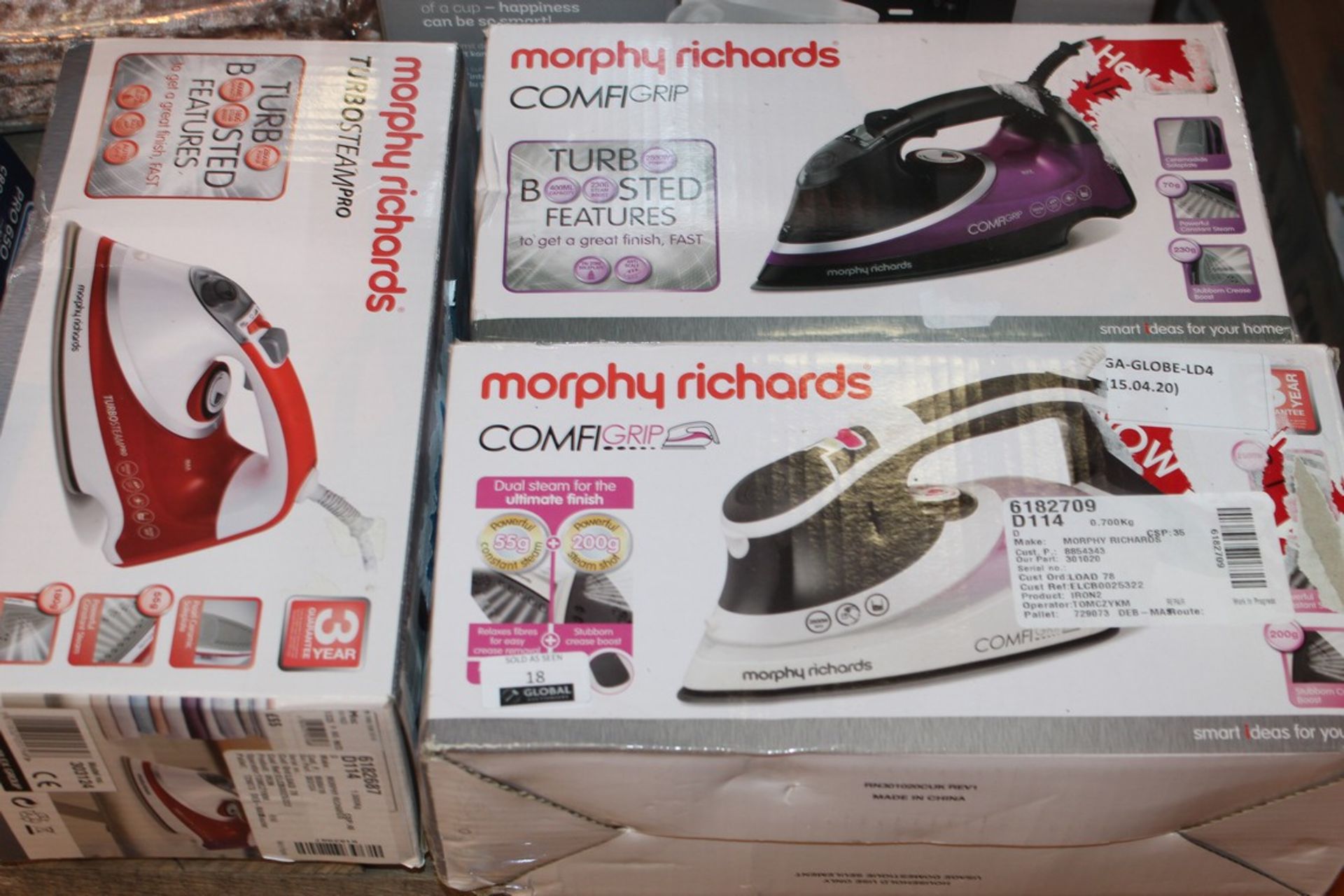 Lot to Contain 3 Assorted Morphy Richards Comfy Gr