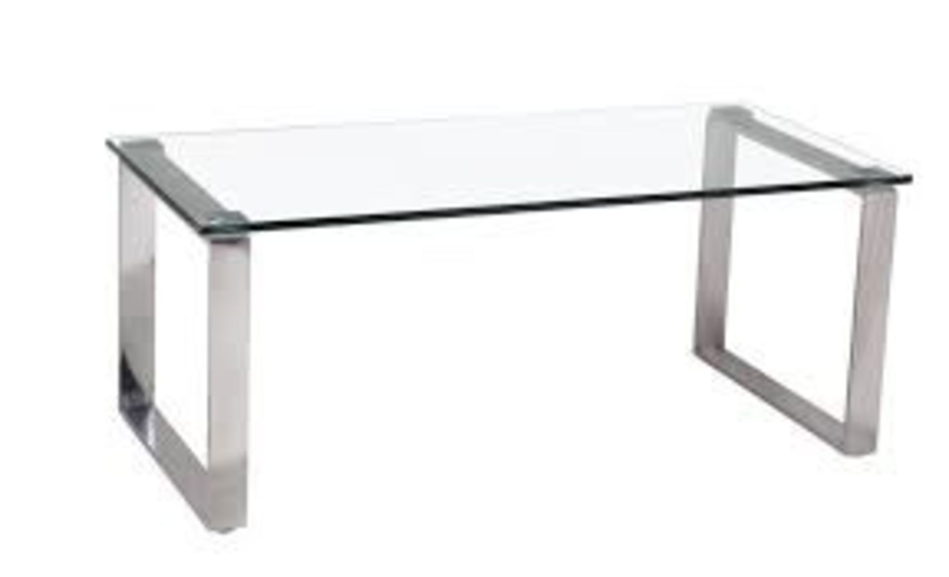 Boxed Clear Glass Stainless Steel Console Table RRP £120 (18383) (Pictures are for illustration