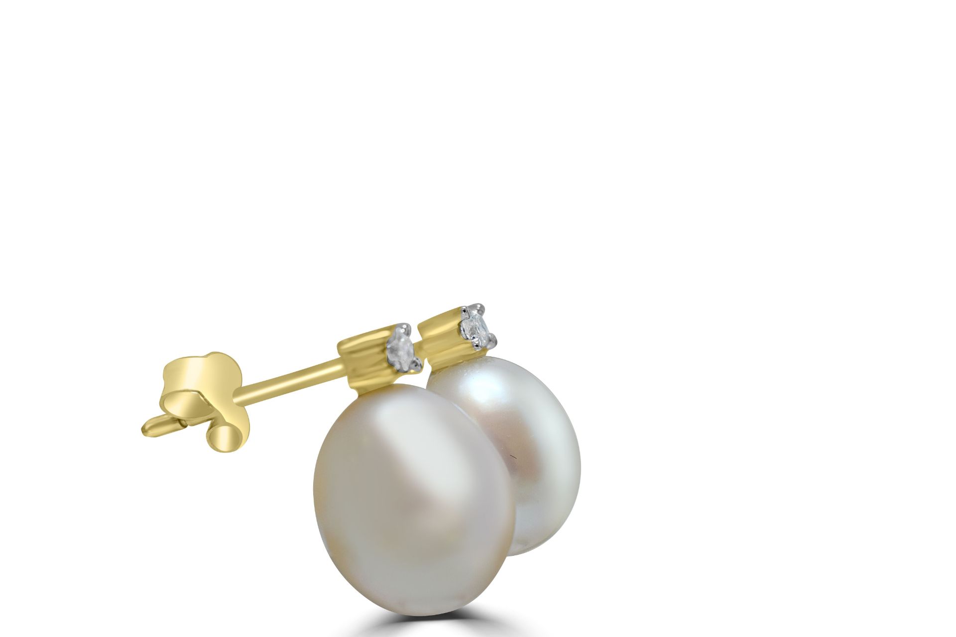 Pearl and Diamond Earrings in Yellow Gold - Image 3 of 4