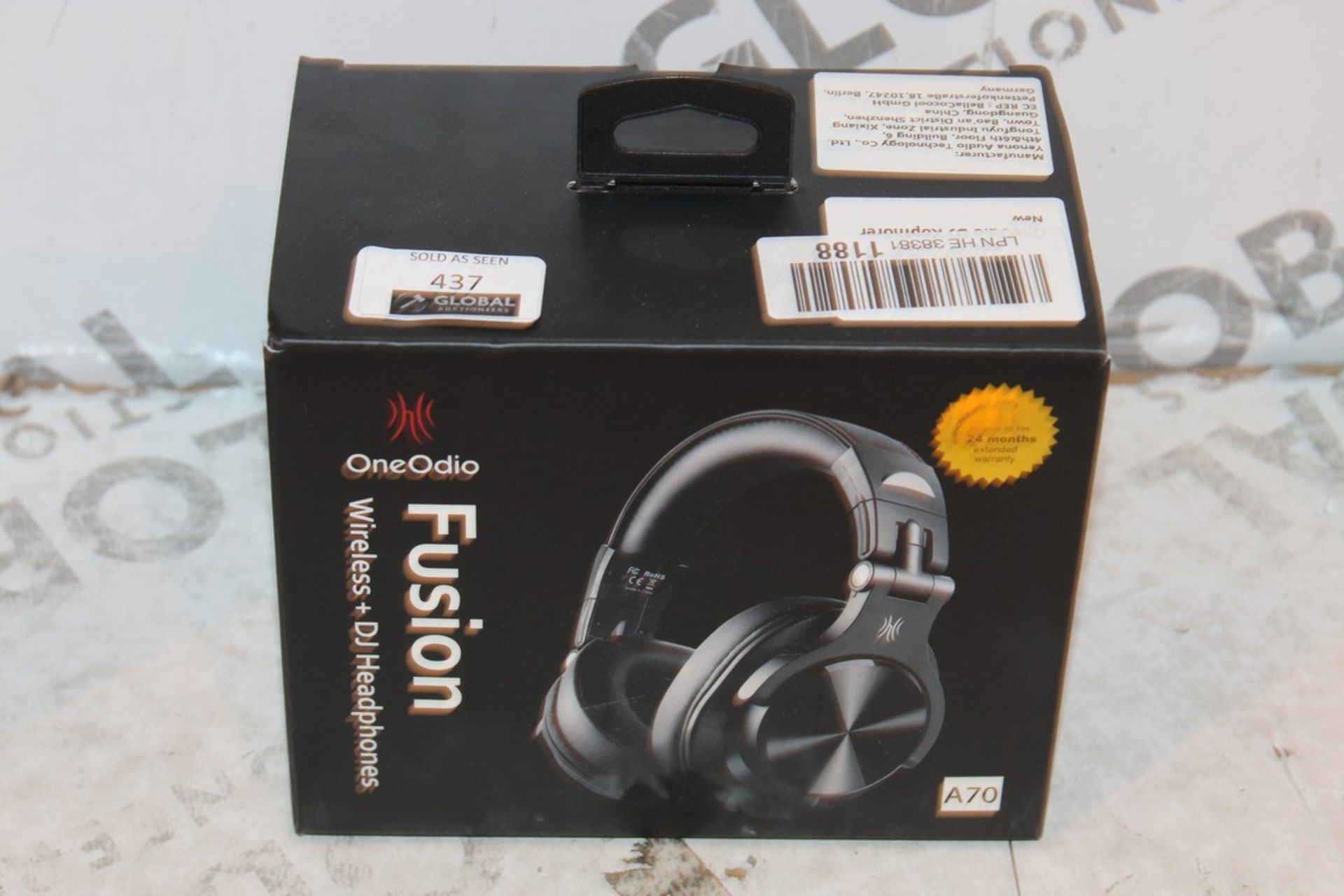 Lot to Contain 3 Pairs of One Odio Fushion A70 Black Wireless DJ Headphones RRP £105 Combined (