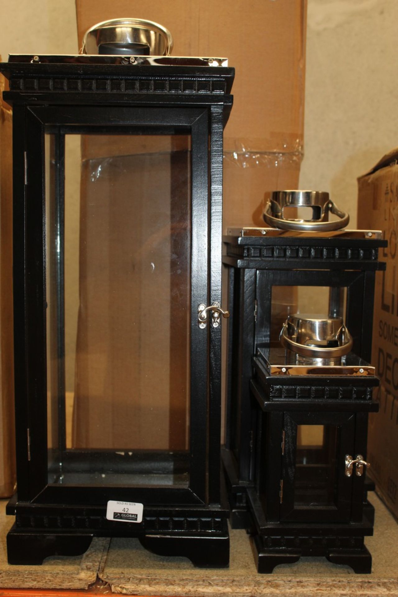 Set Of 3 Wooden Lanterns RRP £85 (18198) (APPRAISALS AVAILABLE UPON REQUEST) (PICTURES FOR
