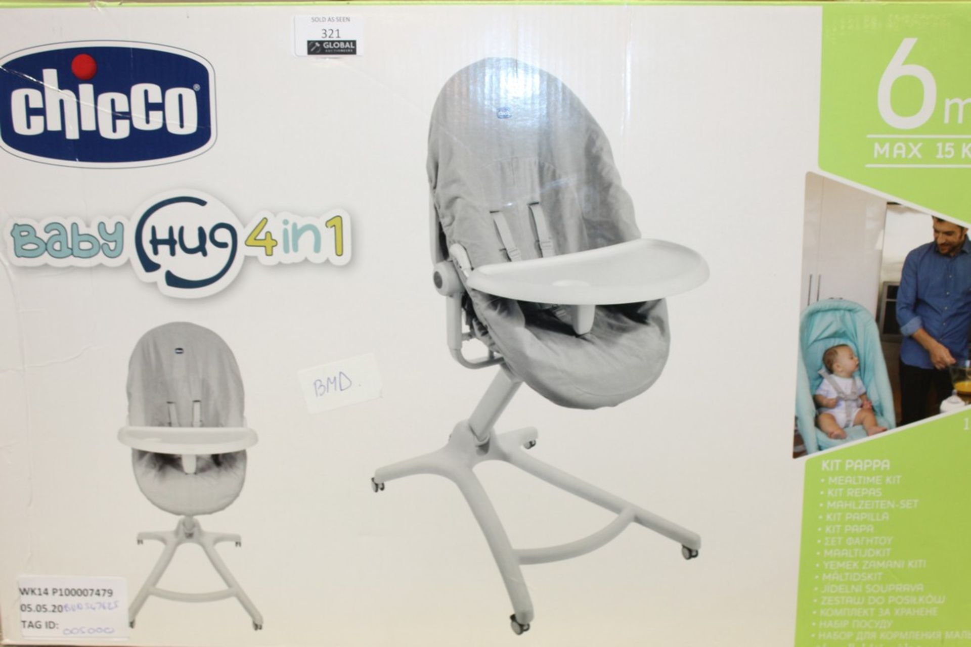 Chicco Baby Hug 4 In 1 High Chair RRP £50 (BUN547625) (Pictures Are For Illustration Purposes
