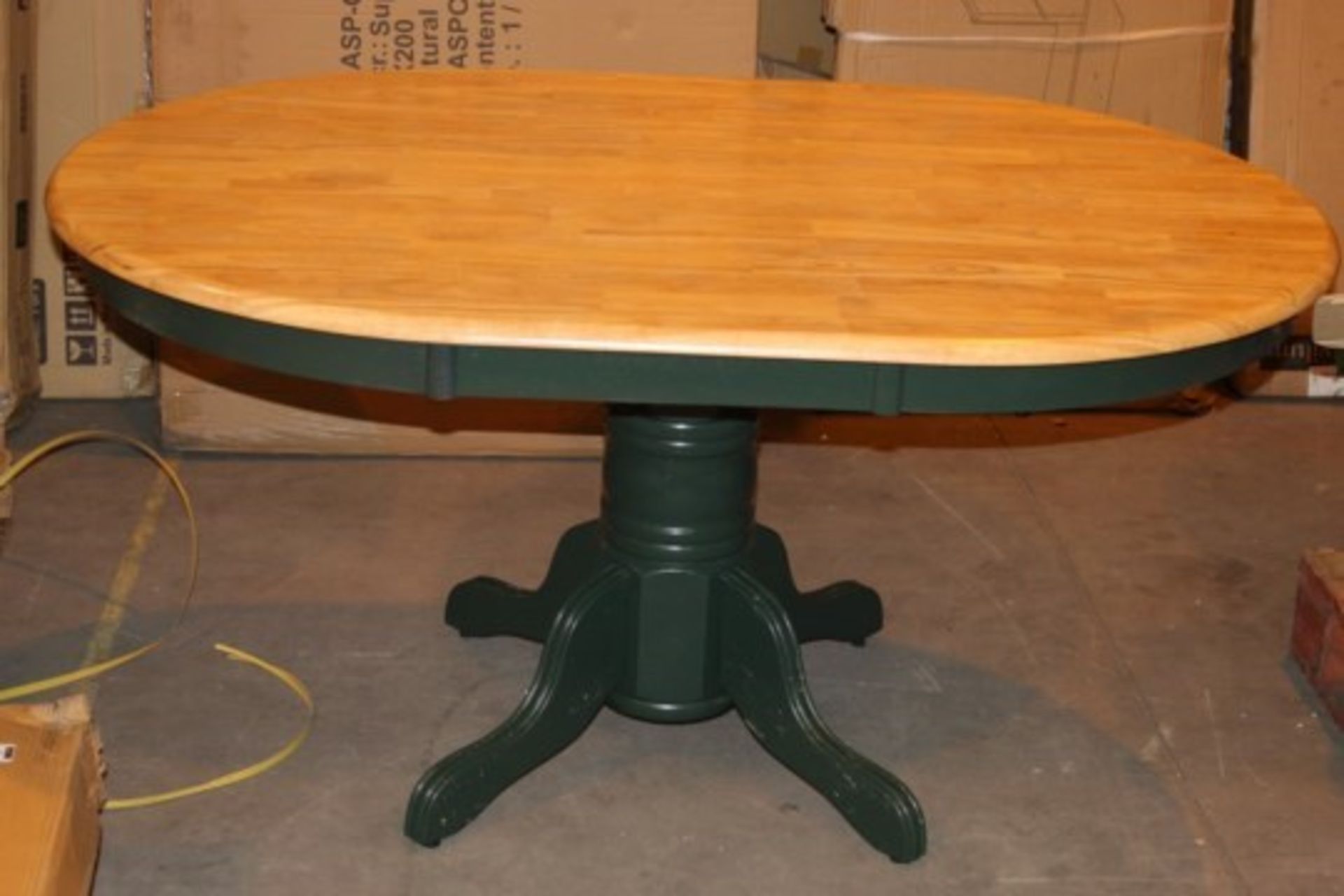 Boxed Oval Fixed Top Pedastal Table In Natural Green RRP £300 (Images Are For Illustrations Purposes