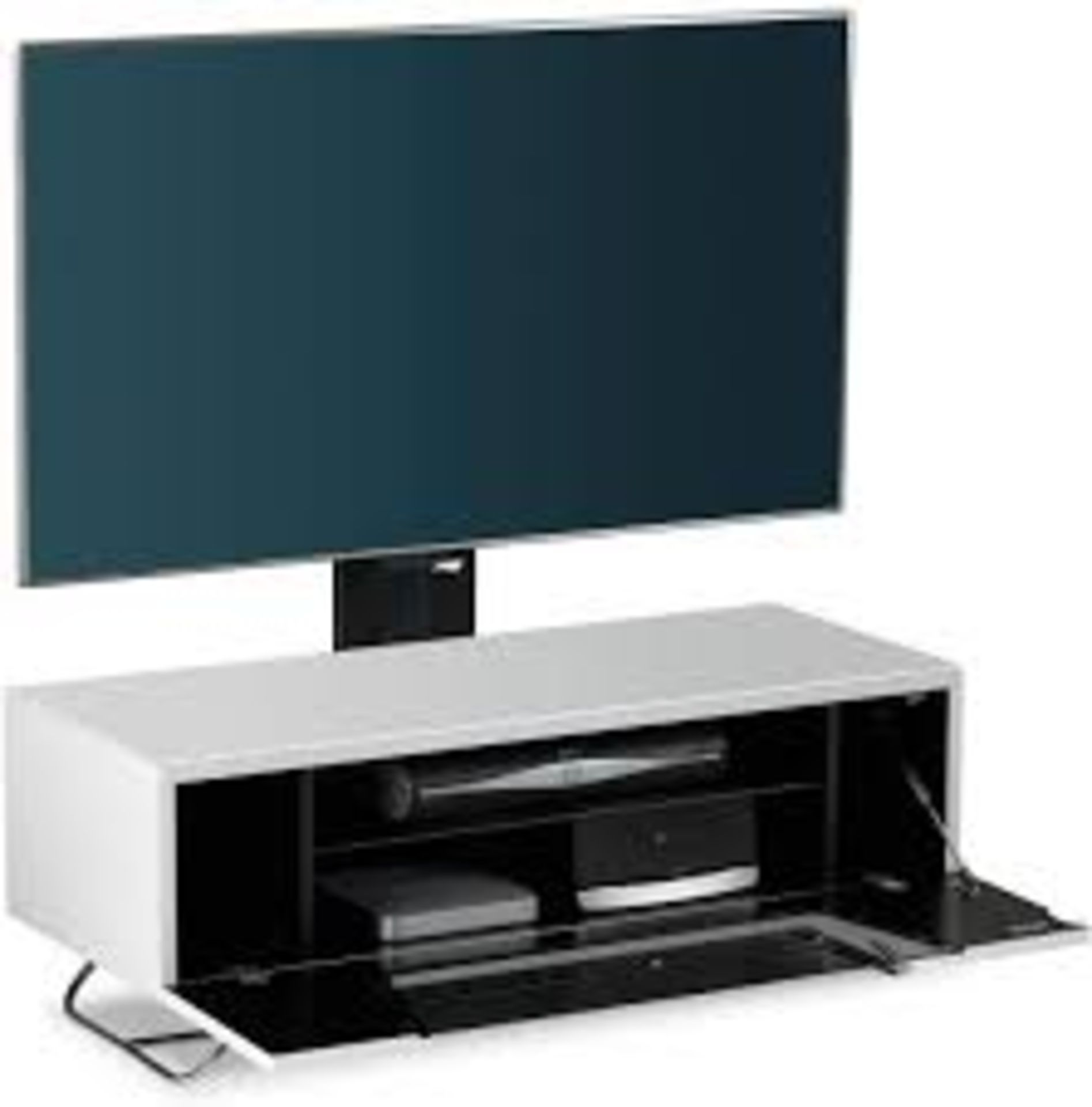 Boxed Alphason White Wooden TV Entertainment Stand RRP £150 (18180) (Appraisals Available Upon