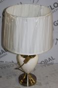 Ceramic Base Pleated Fabric Shade Designer Table Lamp RRP £90 (Untested Customer Returns)(Appraisals