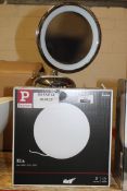 Assorted Boxed & Unboxed Items To Include Paulman Kiia Table Lamp, Magnifying Beauty Mirror, Mounted