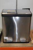 John Lewis & Partners 40 Litre Recycling 2 Section Pedal Bin In Stainless Steel RRP £75 (