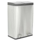 Boxed John Lewis & Partners 60 Litre Stainless Steel Twin Compartment Recycling Bin RRP £80 (