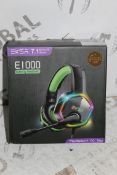 Boxed Pair Of EKSA E1000 7.1 Channel Surround Sound Black And Green Gaming Headphones With