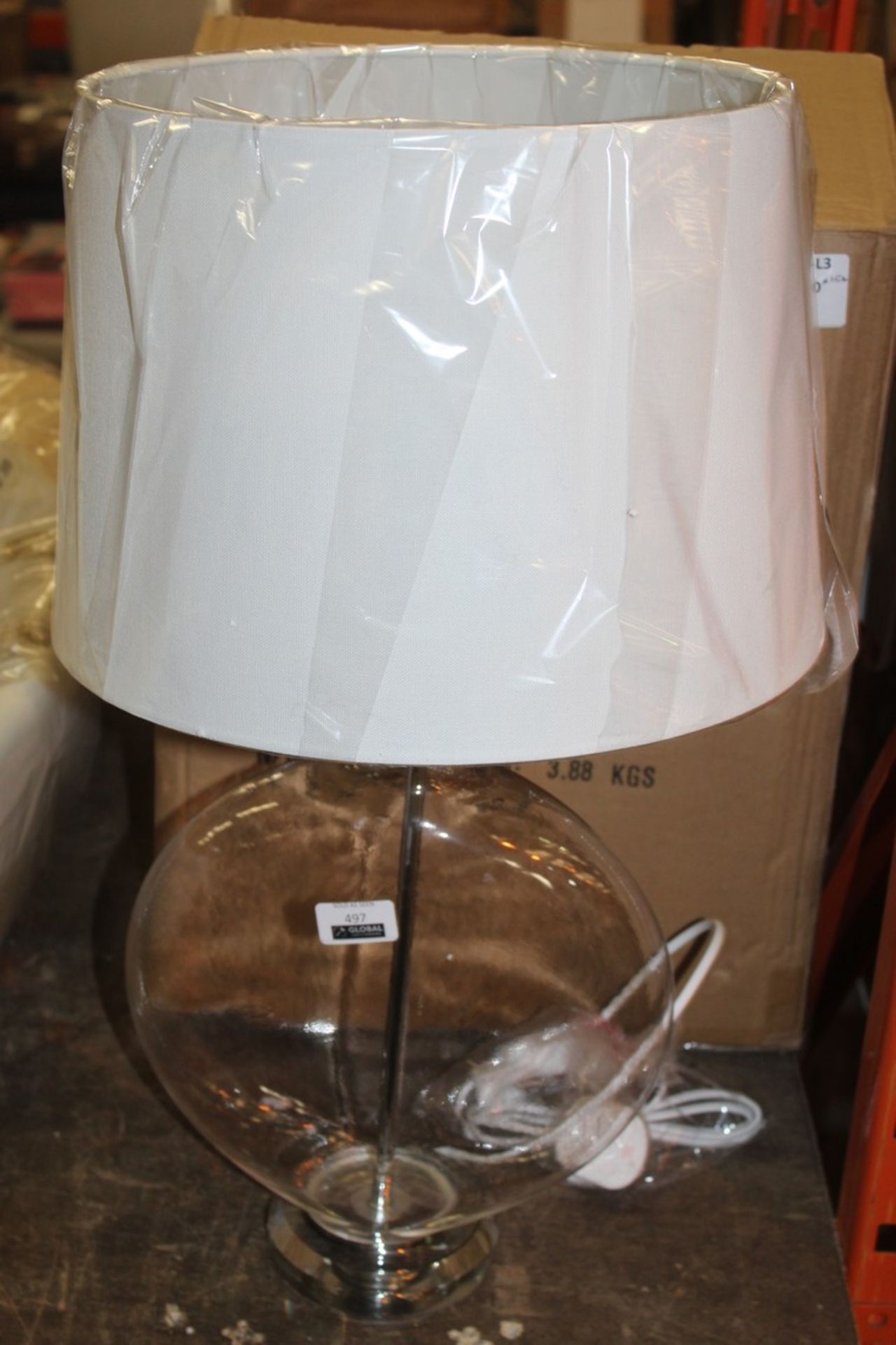 Boxed Gallery Home Lowther Clear Glass Table Lamp RRP £65 (18907) (Appraisals Available Upon
