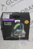 Boxed Pair Of EKSA E1000 7.1 Channel Surround Sound Black And Green Gaming Headphones With