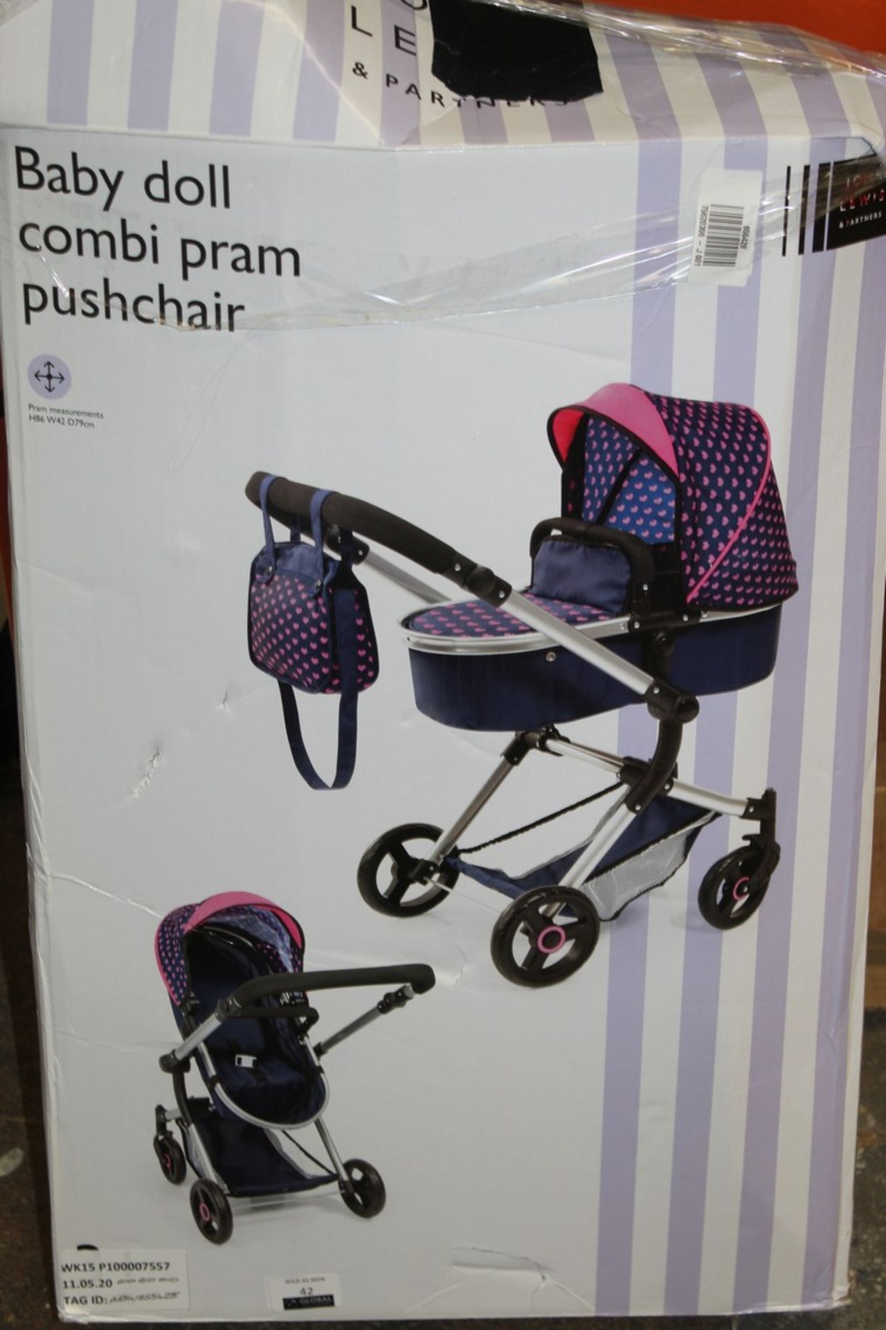 Boxed John Lewis & Partners Baby Doll Combi Pram & Pushchair RRP £60 (NBW655428) (Pictures Are For