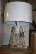 Boxed Glass Base Fabric Shade Designer Table Lamp RRP £60 (Pictures Are For Illustration Purposes